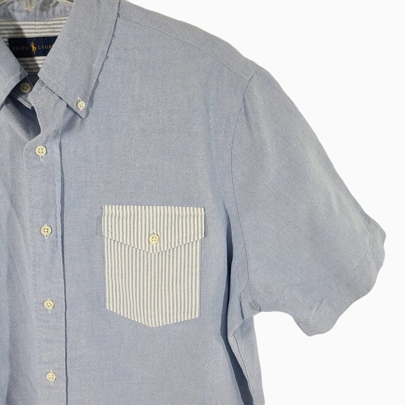 Ralph Lauren NEW Shirt Untuck Flap Pocket Chambray Blue Large - Picture 9 of 13